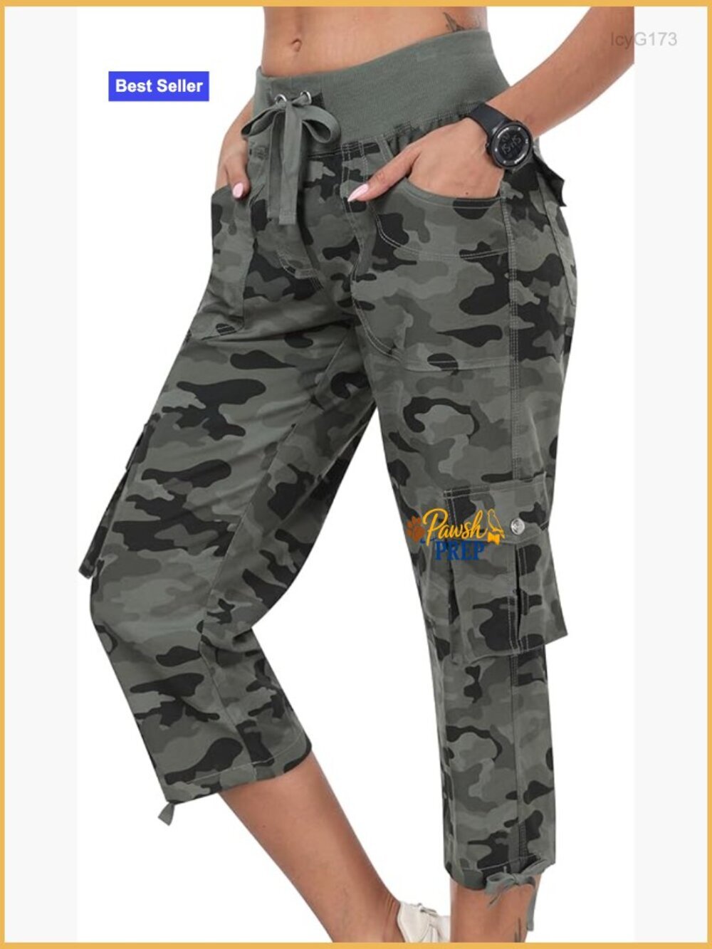 Womens Capris with Cargo Pockets Lightweight Loose Fit Casual Hiking Pants
